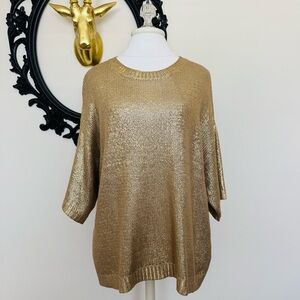 I. Madeline Gold Metallic Knit Sweater